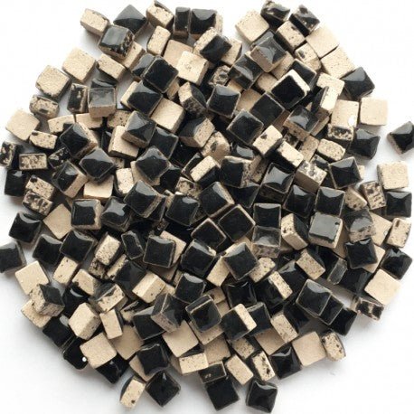 Verre Mosaique - glass mosaic -Glasmosaik-glasmozaïek-Micro Keramiek 5mm Zwart - mosaicshop
