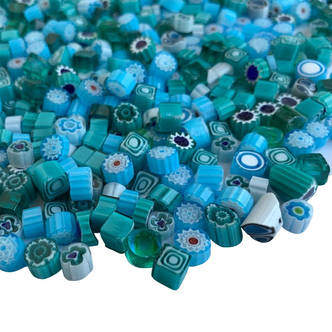 Verre Mosaique - glass mosaic -Glasmosaik-glasmozaïek-Millefiori Blauwmix - mosaicshop