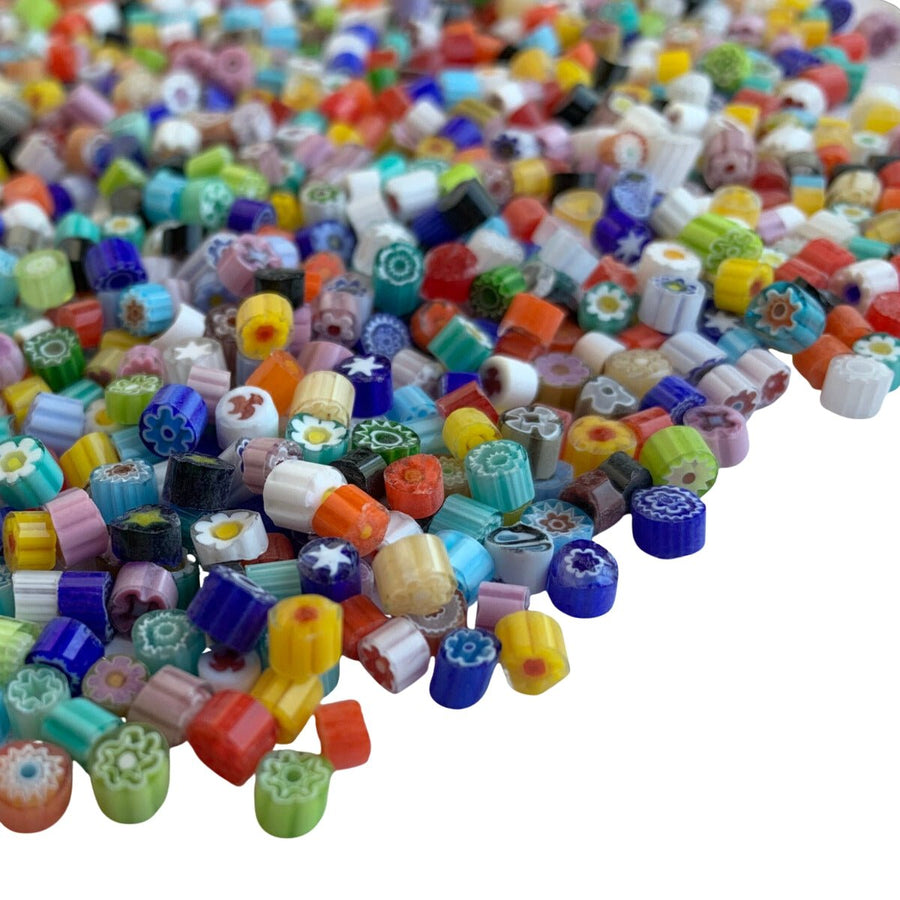 Verre Mosaique - glass mosaic -Glasmosaik-glasmozaïek-Millefiori Kleurmix 4/5 doorzichtig - mosaicshop