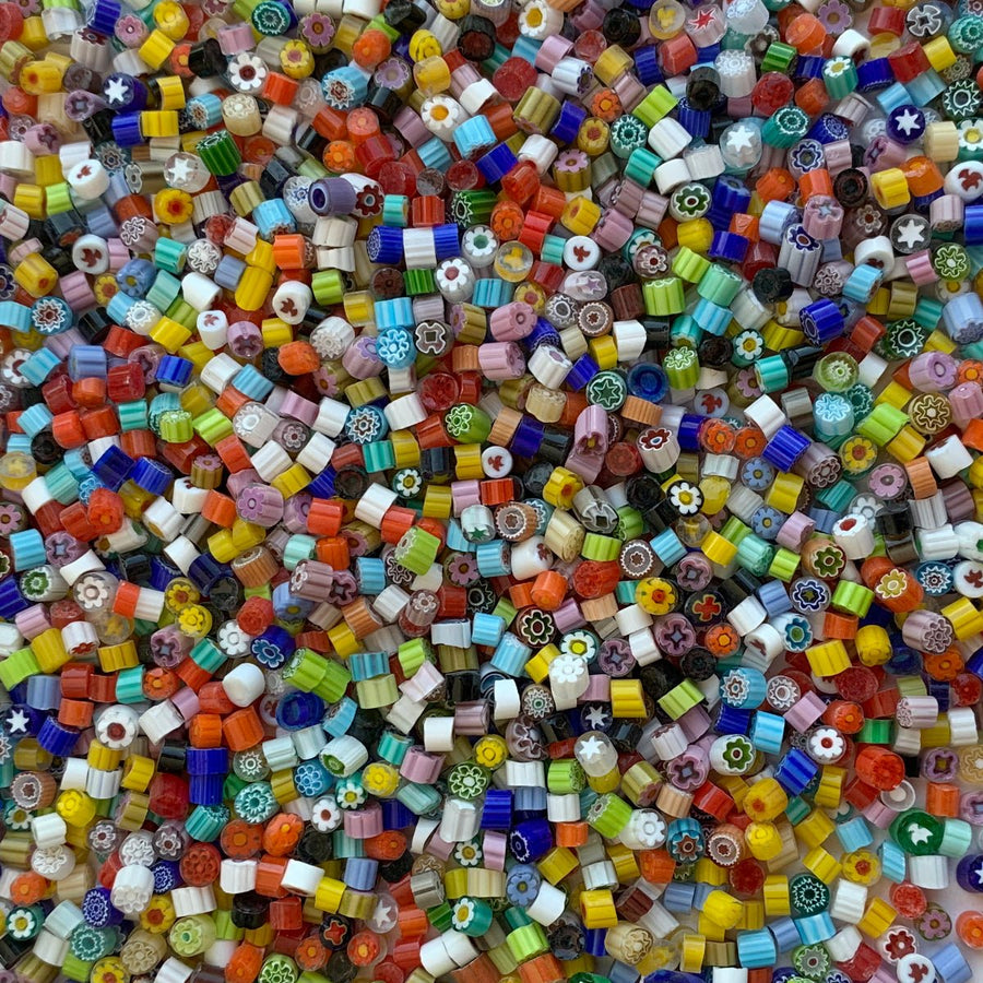 Verre Mosaique - glass mosaic -Glasmosaik-glasmozaïek-Millefiori Kleurmix 4/5 doorzichtig - mosaicshop