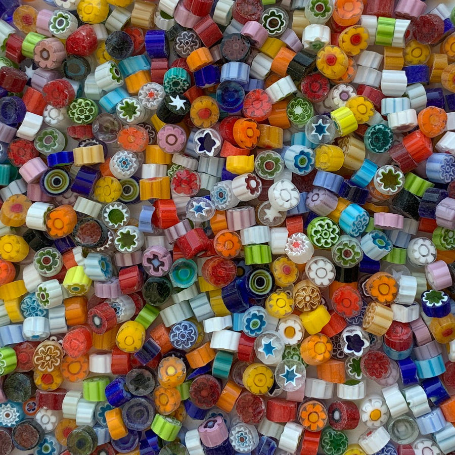 Verre Mosaique - glass mosaic -Glasmosaik-glasmozaïek-Millefiori Kleurmix 7/8 doorzichtig - mosaicshop