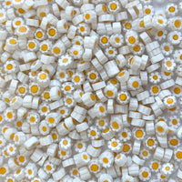 Verre Mosaique - glass mosaic -Glasmosaik-glasmozaïek-Millefiori Witte Margriet 11/12 doorzichtig - mosaicshop