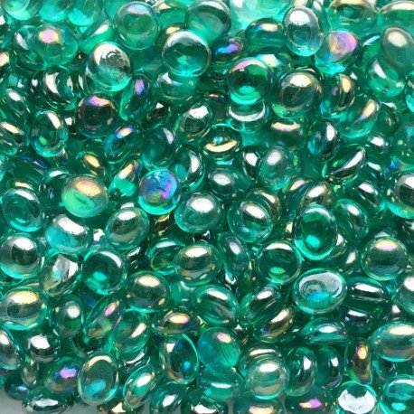 Mini Glass Nuggets 9-13mm  Teal Diamond
