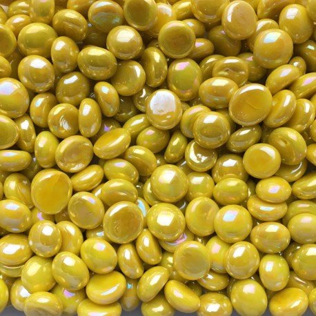 Verre Mosaique - glass mosaic -Glasmosaik-glasmozaïek-Mini Glasdruppels 9-13mm Opaalgeel - mosaicshop