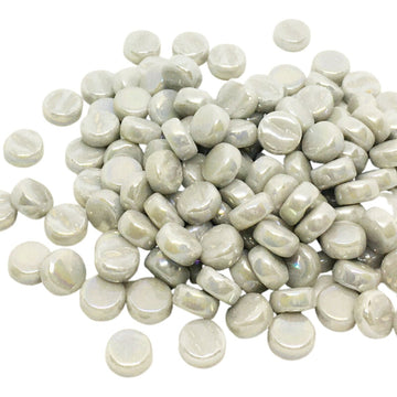 Verre Mosaique - glass mosaic -Glasmosaik-glasmozaïek-Mini Rondjes Parelmoer 8mm Lichtgrijs - mosaicshop