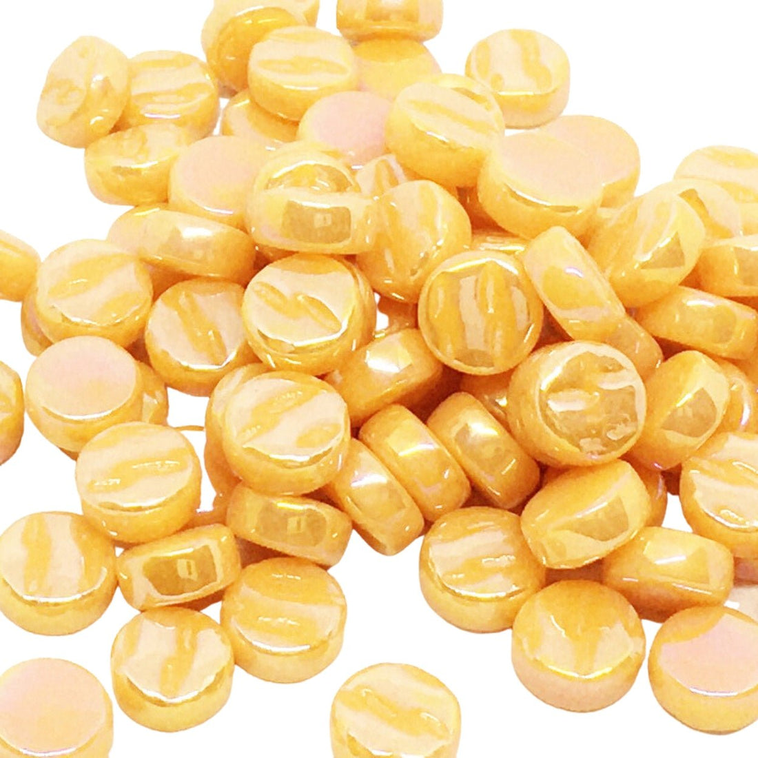 Verre Mosaique - glass mosaic -Glasmosaik-glasmozaïek-Mini Rondjes Parelmoer 8mm Opaaloranje - mosaicshop