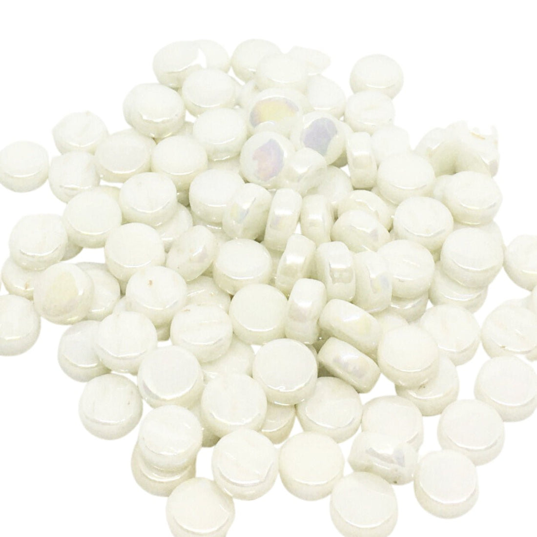 Verre Mosaique - glass mosaic -Glasmosaik-glasmozaïek-Mini Rondjes Parelmoer 8mm Opaalwit - mosaicshop