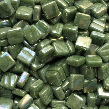 Verre Mosaique - glass mosaic -Glasmosaik-glasmozaïek-Ottoman Parelmoer 8mm Dennegroen - mosaicshop