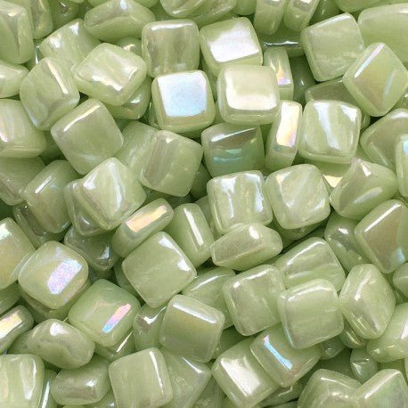 Verre Mosaique - glass mosaic -Glasmosaik-glasmozaïek-Ottoman Parelmoer 8mm Lichtgroen - mosaicshop