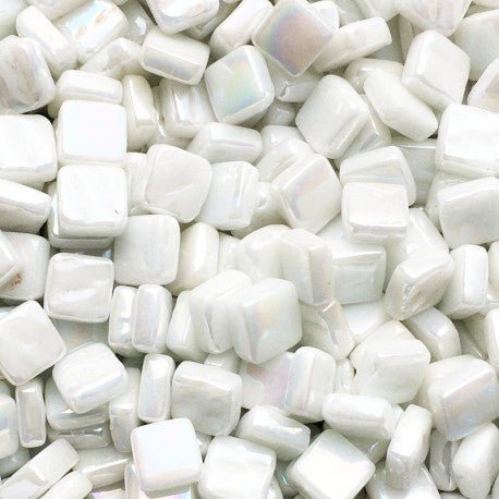 Verre Mosaique - glass mosaic -Glasmosaik-glasmozaïek-Ottoman Parelmoer 8mm Opaalwit - mosaicshop