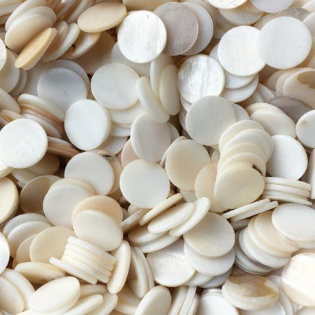 Verre Mosaique - glass mosaic -Glasmosaik-glasmozaïek-Parelmoer Schelp Rond 15mm - mosaicshop