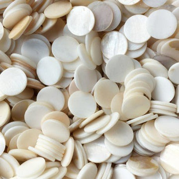 Verre Mosaique - glass mosaic -Glasmosaik-glasmozaïek-Parelmoer Schelp Rond 15mm - mosaicshop