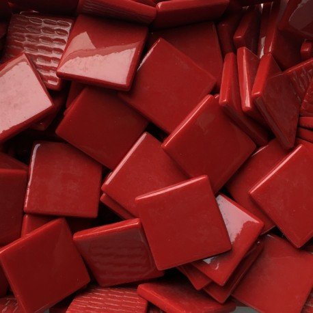 Verre Mosaique - glass mosaic -Glasmosaik-glasmozaïek-Pâte de Verre 25mm Bloedrood - mosaicshop