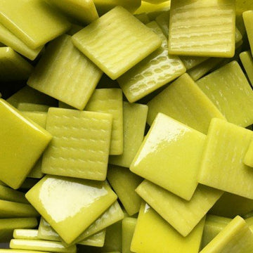 Verre Mosaique - glass mosaic -Glasmosaik-glasmozaïek-Pâte de Verre 25mm Groengeel - mosaicshop