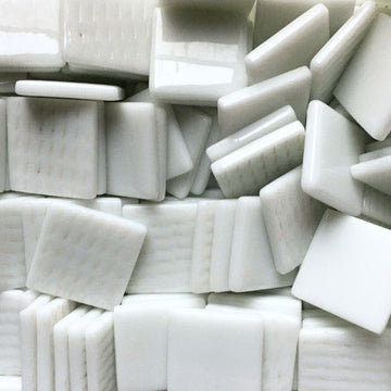 Verre Mosaique - glass mosaic -Glasmosaik-glasmozaïek-Pâte de Verre 25mm Opaalwit - mosaicshop