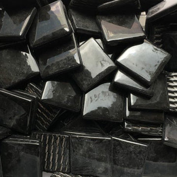 Verre Mosaique - glass mosaic -Glasmosaik-glasmozaïek-Pâte de Verre 25mm Opaalzwart - mosaicshop