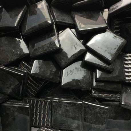 Verre Mosaique - glass mosaic -Glasmosaik-glasmozaïek-Pâte de Verre 25mm Opaalzwart - mosaicshop