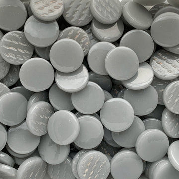 Verre Mosaique - glass mosaic -Glasmosaik-glasmozaïek-Ronde Glastegel 18mm Grijs - mosaicshop