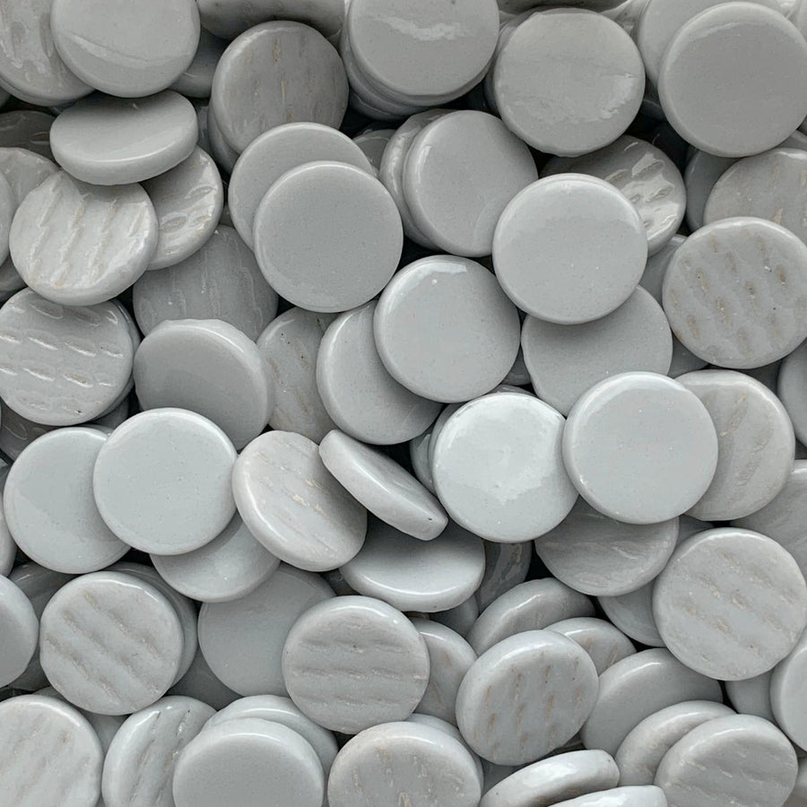 Verre Mosaique - glass mosaic -Glasmosaik-glasmozaïek-Ronde Glastegel 18mm Lichtgrijs - mosaicshop