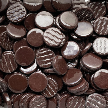 Verre Mosaique - glass mosaic -Glasmosaik-glasmozaïek-Ronde Glastegel 18mm Merbau - mosaicshop