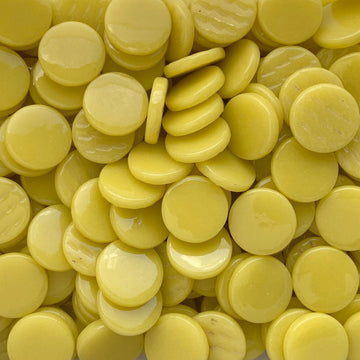 Verre Mosaique - glass mosaic -Glasmosaik-glasmozaïek-Ronde Glastegel 18mm Opaalgeel - mosaicshop