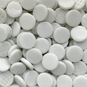 Verre Mosaique - glass mosaic -Glasmosaik-glasmozaïek-Ronde Glastegel 18mm Opaalwit - mosaicshop