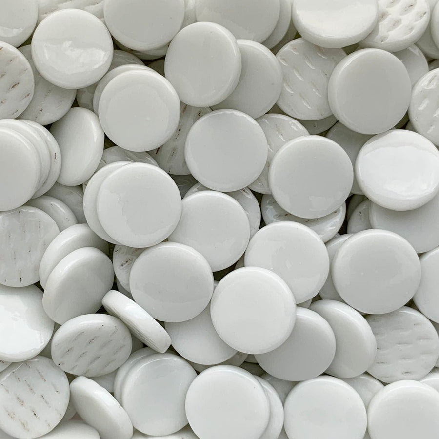 Verre Mosaique - glass mosaic -Glasmosaik-glasmozaïek-Ronde Glastegel 18mm Opaalwit - mosaicshop