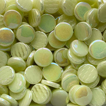 Verre Mosaique - glass mosaic -Glasmosaik-glasmozaïek-Ronde Glastegel Parelmoer 18mm Lichtgeel - mosaicshop