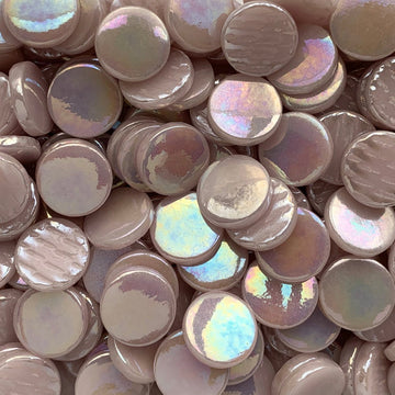 Verre Mosaique - glass mosaic -Glasmosaik-glasmozaïek-Ronde Glastegel Parelmoer 18mm Lichtrose - mosaicshop