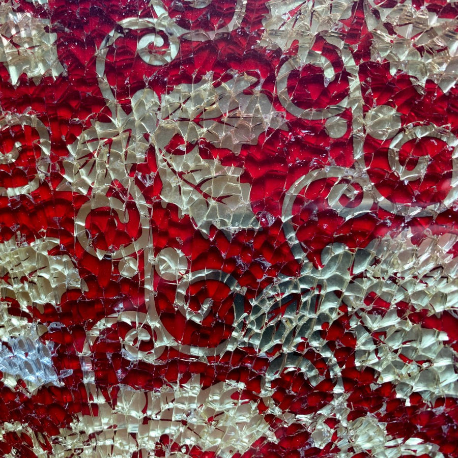 Verre Mosaique - glass mosaic -Glasmosaik-glasmozaïek-Safety Glass Bloem Rood/Goud - mosaicshop